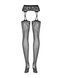 Панчохи-стокінги з рослинним малюнком Obsessive Garter stockings S206 black S/M/L чорні
