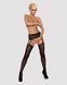 Панчохи-стокінги з рослинним малюнком Obsessive Garter stockings S206 black S/M/L чорні