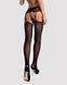 Панчохи-стокінги з рослинним малюнком Obsessive Garter stockings S206 black S/M/L чорні