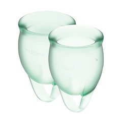 Набір менструальних чаш Satisfyer Feel Confident (light green), 15мл та 20мл, мішечок для зберігання