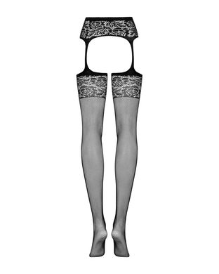 Сітчасті панчохи-стокінги з імітацією гартерів Obsessive Garter stockings S500S/M/L, чорні, з доступом