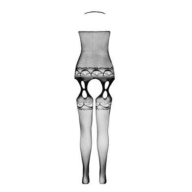 Бодістокінг Passion ECO BS006 white, з доступом, халтер, імітація підв&rsquo;язок