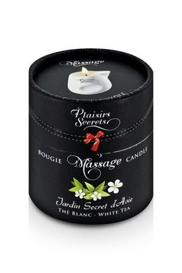 Масажна свічка Plaisirs Secrets White Tea (80 мл) подарункова упаковка, керамічний посуд, білий чай