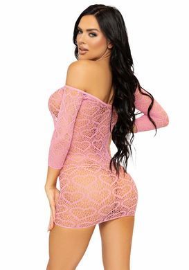 Сукня-сітка з сердечками Leg Avenue Heart net mini dress Pink, зав&rsquo;язки, відкриті плечі, one size