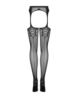 Сетчатые чулки-стокинги со стрелкой Obsessive Garter stockings S314 S/M/L, черные, имитация гартеров