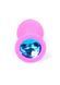 Анальна пробка з блакитним кристалом Plug-Jewellery Pink Silicon PLUG Medium-Light Blue Diamond