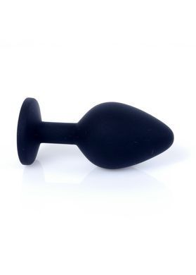 Анальна пробка чорна з каменем Plug-Jewellery Black Silicon PLUG Medium-Pink Diamond
