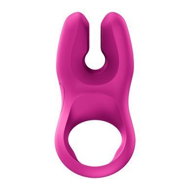 Ерекційне віброкільце з подвійною стимуляцією клітора Fun Factory NŌS PRO Magenta, 2 мотори