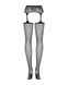 Сетчатые чулки-стокинги с кружевным поясом Obsessive Garter stockings S307 XL/XXL, черные