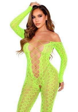 Бодістокінг Leg Avenue Crotchless Footless Lingerie Bodystocking One Size Neon Green