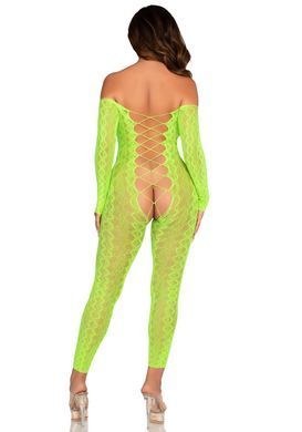 Бодістокінг Leg Avenue Crotchless Footless Lingerie Bodystocking One Size Neon Green