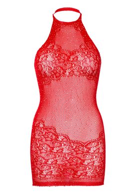 Сукня-сітка зі стразами Leg Avenue Rhinestone halter mini dress Red, відкрита спина, one size