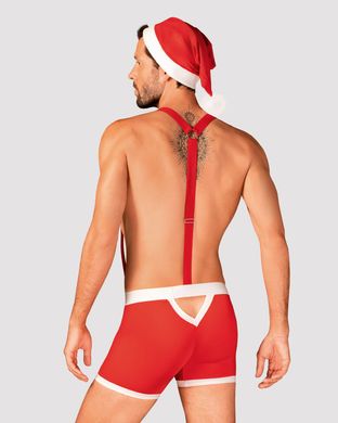 Мужской эротический костюм Санта-Клауса Obsessive Mr Claus S/M, боксеры на подтяжках, шапочка