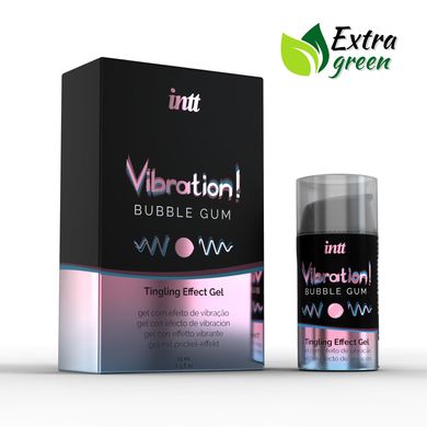 Жидкий вибратор Intt Vibration Bubble Gum (15 мл) EXTRA GREEN, очень вкусный, действует до 30 минут, жевательная резинка