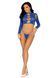 Комплект Leg Avenue Long sleeve crop top & string Royal Blue One Size, топ, стрінги