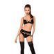 Комплект білизни TONYA SET black XXL/XXXL - Passion Exclusive: трусики, ліф, пояс для панчох