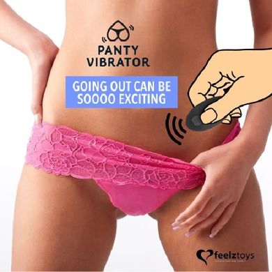 Вібратор в трусики FeelzToys Panty Vibrator Pink з пультом дистанційного керування, 6 режимів роботи, сумочка-чохол