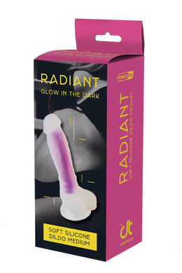 Фалоімітатор Dream Toys, що світиться RADIANT SOFT SILICONE GLOW IN THE DARK DILDO MEDIUM PURPLE