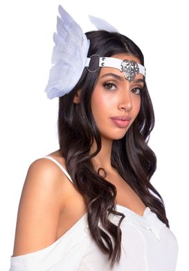 Повязка на голову с крыльями Leg Avenue Feather headband White, перья и натуральная кожа
