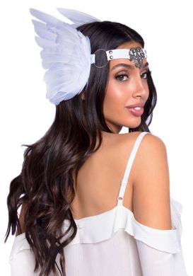 Повязка на голову с крыльями Leg Avenue Feather headband White, перья и натуральная кожа