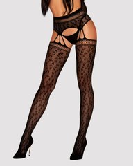 Сетчатые чулки-стокинги под леопард Obsessive Garter stockings S817 S/M/L, имитация гартеров