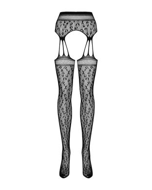 Сетчатые чулки-стокинги под леопард Obsessive Garter stockings S817 S/M/L, имитация гартеров