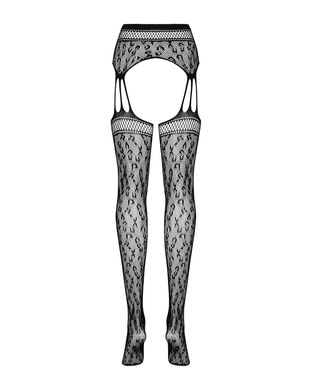 Сітчасті панчохи-стокінги під леопард Obsessive Garter stockings S817 S/M/L, імітація гартерів