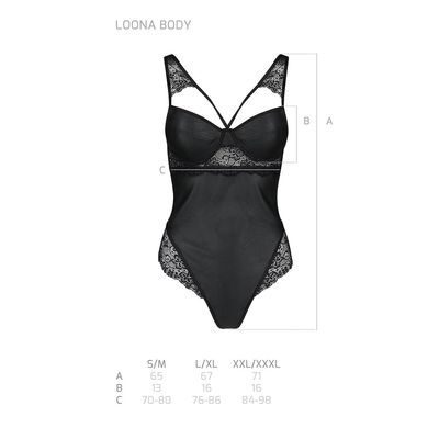 Боді з еко-шкіри та мережива Loona Body black L/XL - Passion