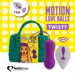 Вагінальні кульки з масажем і вібрацією FeelzToys Motion Love Balls Twisty з пультом дистанційного керування, 7 режимів