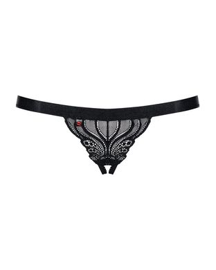 Мереживні танги з доступом Obsessive 828-THC-1 crotchless thong L/XL, чорні