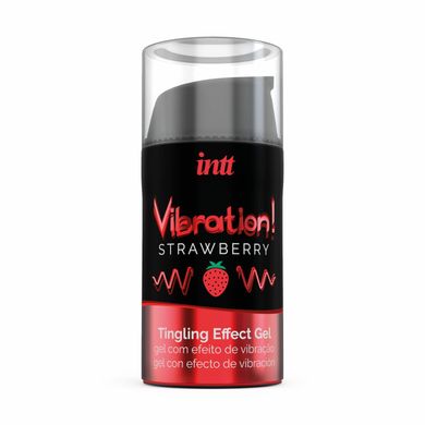 Жидкий вибратор Intt Vibration Strawberry (15 мл) EXTRA GREEN, очень вкусный, действует до 30 минут, клубника