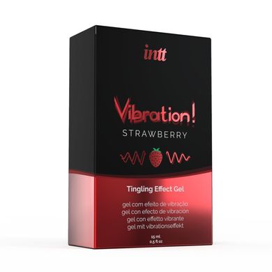 Рідкий вібратор Intt Vibration Strawberry (15 мл) EXTRA GREEN, дуже смачний, діє до 30 хвилин, полуниця