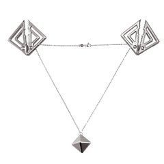 Затискачі для сосків з важкою підвіскою LOCKINK Adjustable Nipple Clamps with Heavy Pendant, під срібло