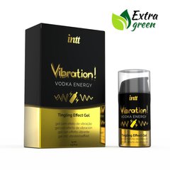 Рідкий вібратор Intt Vibration Vodka (15 мл) EXTRA GREEN, дуже смачний, діє до 30 хвилин, горілка