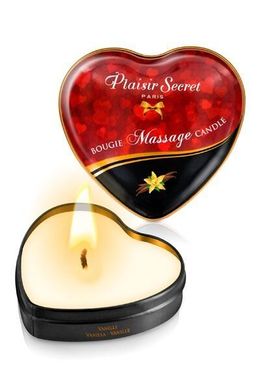 Массажная свеча сердечко Plaisirs Secrets Vanilla (35 мл), ваниль