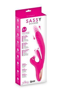 Вібратор-кролик 3в1 Yoba Sassy, вібрація, пульсація, рухомий відросток