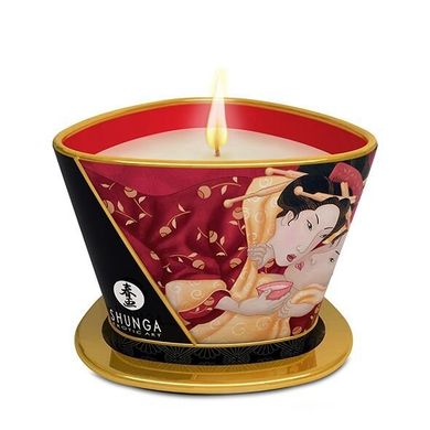 Масажна свічка Shunga Massage Candle – Sparkling Strawberry Wine (170 мл) з афродизіаками, полуничне шампанське