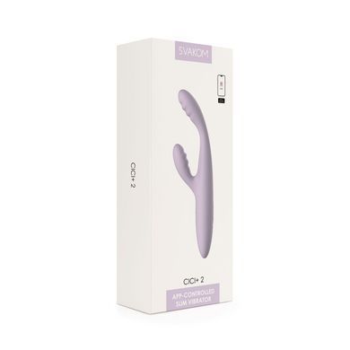 Тонкий кролик-вібратор Svakom Cici+ 2 Lilac, керування зі смартфона, підігрів до 38 &deg;C