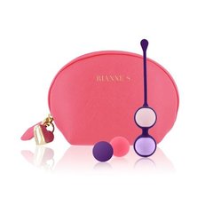 Набір вагінальних кульок Rianne S: Pussy Playballs Coral, вага 15г, 25г, 35г, 55г, монолітні, косметичка