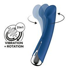 Вібратор з ротацією Satisfyer Spinning G-Spot 1 Blue, плоский майданчик для стимуляції точки G