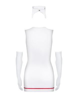 Еротичний костюм медсестри Obsessive Emergency dress S/M, white, сукня, стринги, рукавички, чепчик