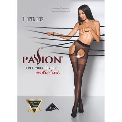 Еротичні колготки TIOPEN 002 nero 3/4 (20 den) - Passion, імітація панчох і пояса