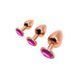 Металева анальна пробка Wooomy Tralalo Rose Gold Metal Plug Magenta S, діаметр 2,8 см, довжина 7 см