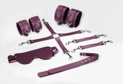 Набор Feral Feelings BDSM Kit 5 Burgundy, наручники, поножи, коннектор, маска, паддл