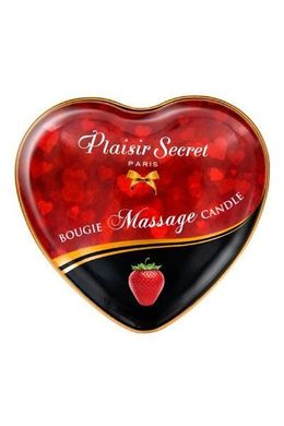 Масажна свічка сердечко Plaisirs Secrets Strawberry (35 мл), полуниця