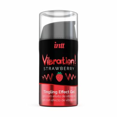 Жидкий вибратор Intt Vibration Strawberry (15 мл), густой гель, очень вкусный, действует до 30 минут, клубника