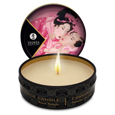 Массажная свеча Shunga Mini Massage Candle – Rose Petals (30 мл) с афродизиаками, пелюстки роз
