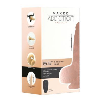 Фалоімітатор-пульсатор Naked Addiction 6.5&Prime; Thrusting Dong With Remote, рухи вперед-назад, пульт ДК