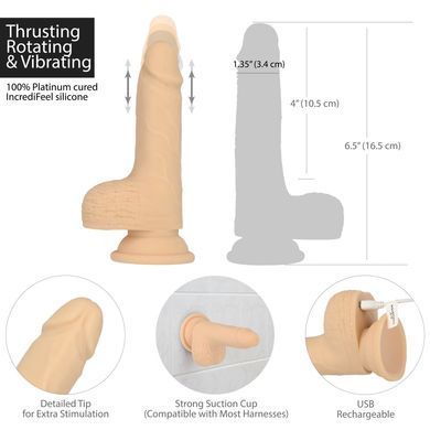 Фалоімітатор-пульсатор Naked Addiction 6.5&Prime; Thrusting Dong With Remote, рухи вперед-назад, пульт ДК