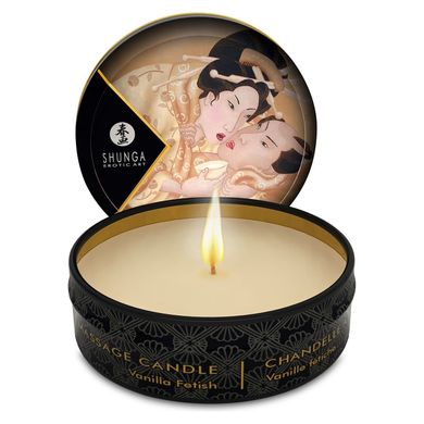 Массажная свеча Shunga Mini Massage Candle – Vanilla Fetish (30 мл) с афродизиаками, ванильный фетиш